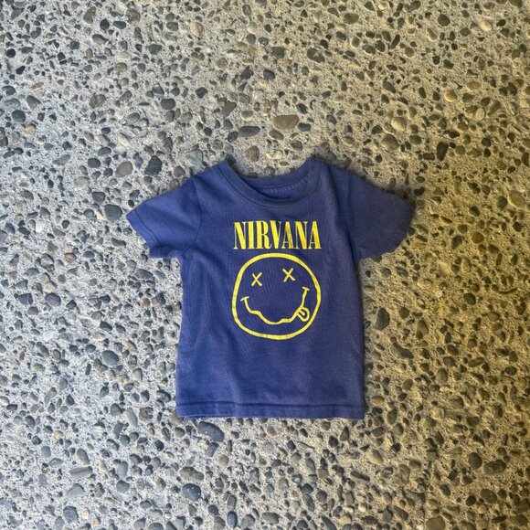 Nirvana Navy Blue Smiley Face Band T-Shirt Tee Baby Seattle Grunge 18 Months - Picture 1 of 4